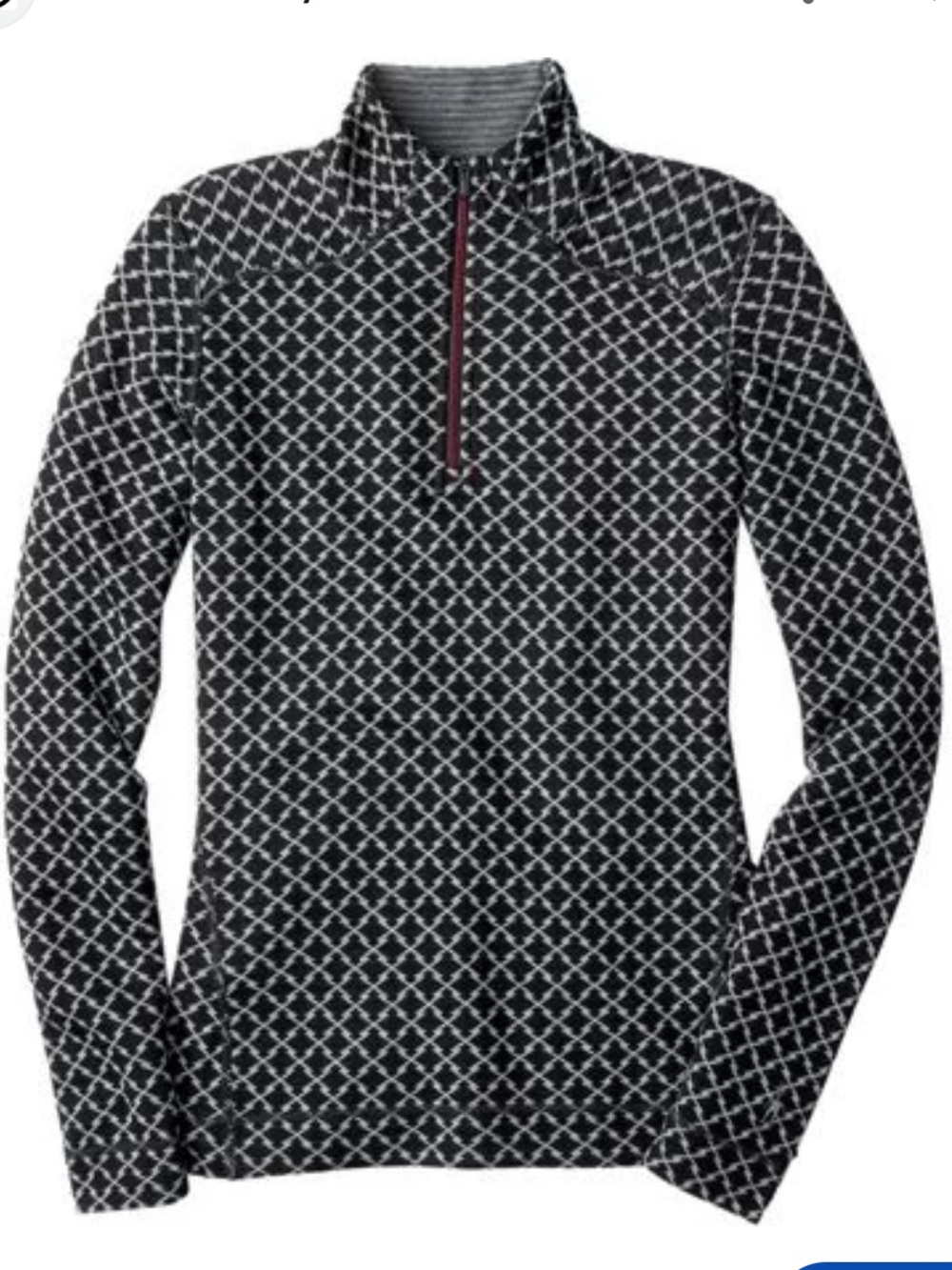 Smartwool Women's Black and White Diamond-Print Half-Zip Pullover